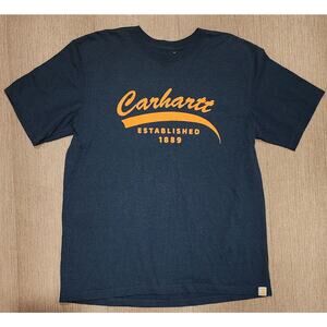 Carhartt Relaxed Fit dark teal blue cotton blend short sleeve shirt mens L